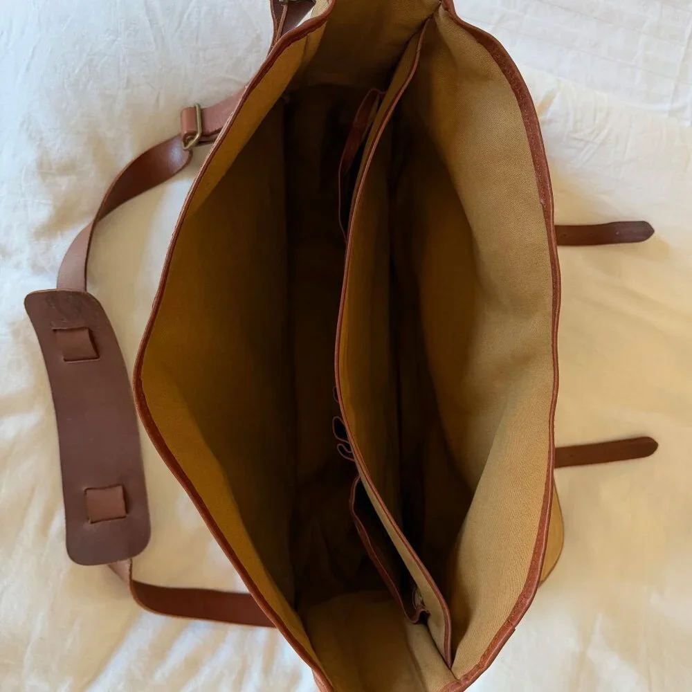 Ralph Lauren Leather-Trim Canvas Briefcase NWT